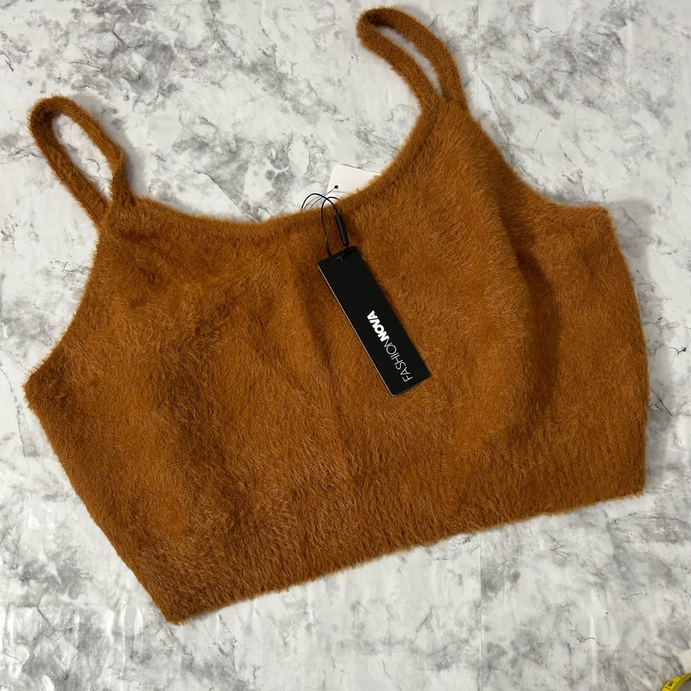 Fashion Nova Women's Tan Fuzzy Camisole.    32